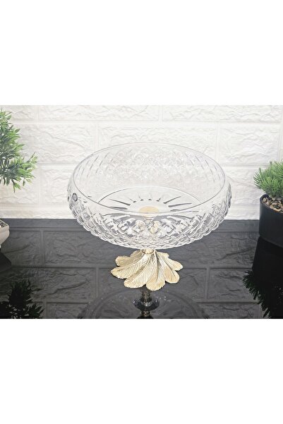 atabey home collection Lotus Crystal 24 cm Square Cutout Decor Gold Semerkand Foot Lattice Salad Bowl