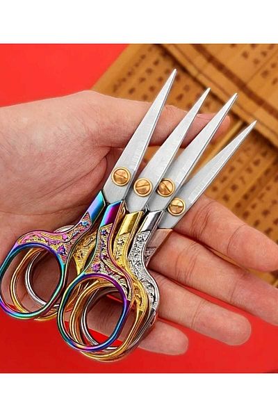 ÇEÇEN HOME Vintage Style Stainless Steel Sewing Scissors -Thread Cutter with Comfortable Grip for Handwork and Embroidery