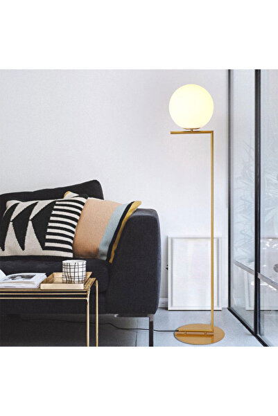 Homelux Moon Floor Lamp, 30x30x156 Cm, E27, 40 W, Metal/glass, Gold/white