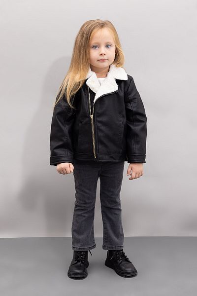 DeFacto Baby Girl Waterproof Plush Lined Faux Leather Coat A2866A524Au