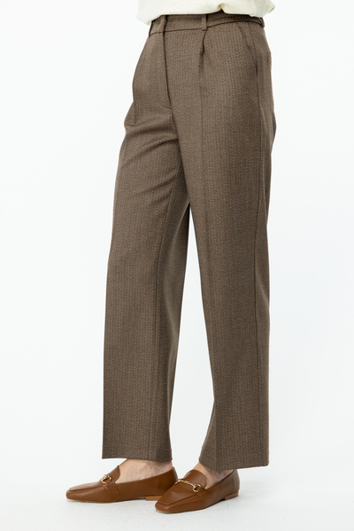 Ekol Balık Sırtı Desenli Bol Paça Pantolon