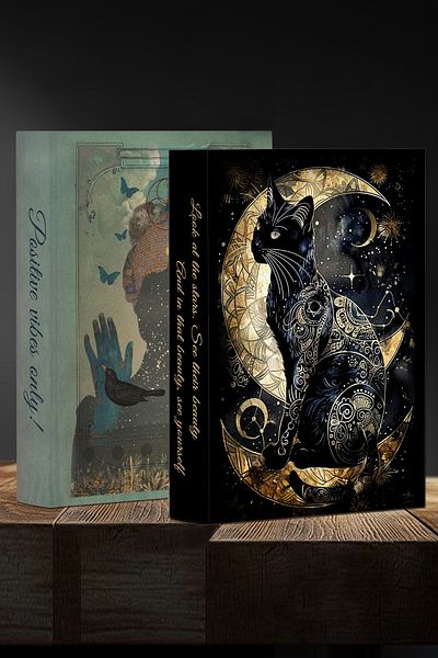 bymat 2 Decor Box - Book-Looking Cat and Energy Decorative Box