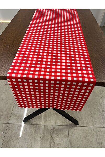 tarzınısec Kırmızı Beyaz Kareli Runner Örtüsü 40 X 140