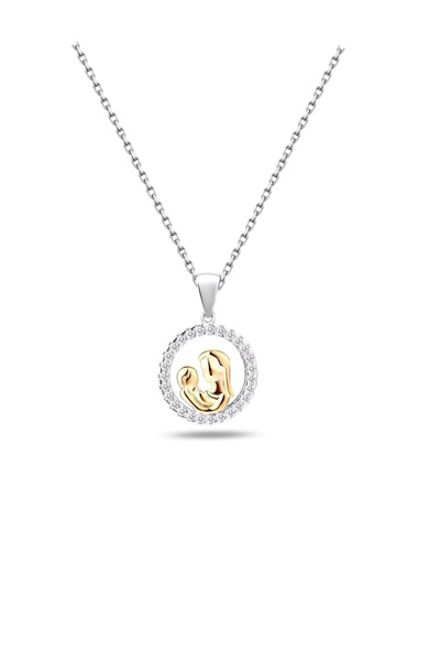Brezza Lusso Jewelry Gümüş Zirkon Taşlı Anne Bebek Gümüş Kolye Anneler günü