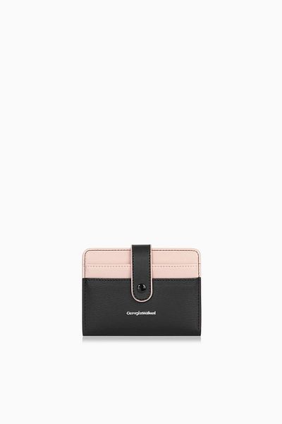 CENGİZ PAKEL Cengiz Pakel Women's Mini Size Wallet with Snap Detail - 65315 - Black/Powder