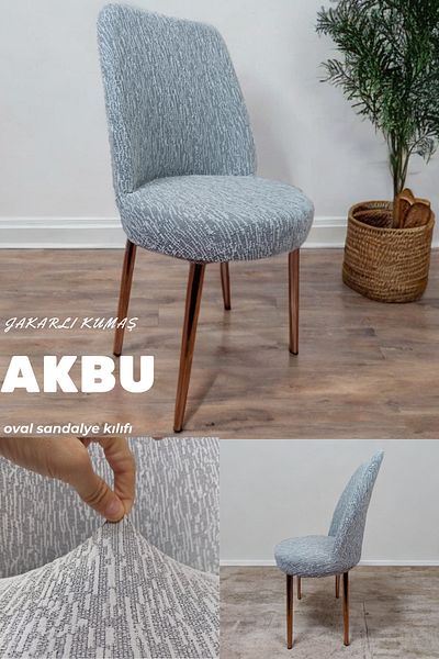 AKBU Κάλυμμα καρέκλας από ύφασμα Jacquard, Οβάλ θήκη καρέκλας, μοτίβο ράβδου (1 ΤΕΜ)