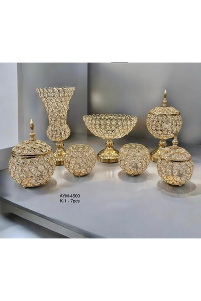 pırıltı home 7 PARÇA GOLD TAŞLI LÜX KONSOL- SALON TAKIMI