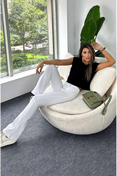 Ramrod Cocu Λευκό Ισπανικό Τζιν Παντελόνι Ψηλόμεσο Ισπανικό Τζιν