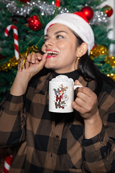 Merch&ice كأس عيد الميلاد مطبوع عليه رؤوس ممتعة للعام الجديد من Ho Ho Ho