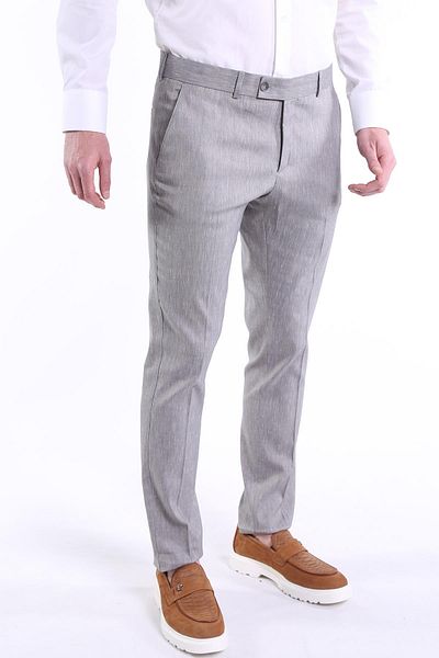 intersivin Men's Slim Fit Lycra Linen Fabric Trousers