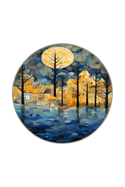 Rugs Modern Halı Modern Orman ve Ay Desenli Dokuma Taban Halı miravip8192