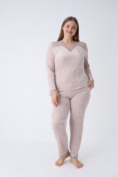 Cotpark 30398-B ΣΕΤ ΠΙΤΖΑΜΑ MODAL VELVET LACE ΜΕΓΑΛΟ ΜΕΓΕΘΟΣ