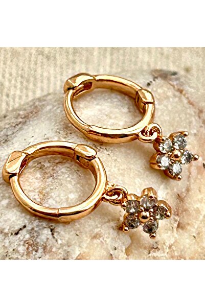 juleeco Tragus,Helix için Mini Çiçek Sallantılı Rose Rodyum Kaplama Küpe(XP)(...