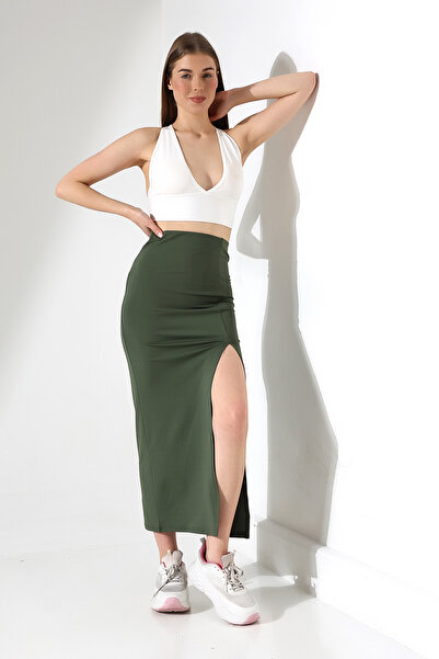 Gugus Жіноча спідниця максі з глибоким розрізом 92 см, облягає фігуру, не просвічується