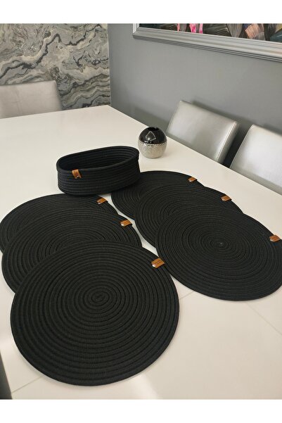 ADES HOME DESİGN Set de suporturi din iuta, set american, 6 suporturi, 1 coș pentru pâine, suport pentru farfurie, set de suporturi, prezentare modernă Lux