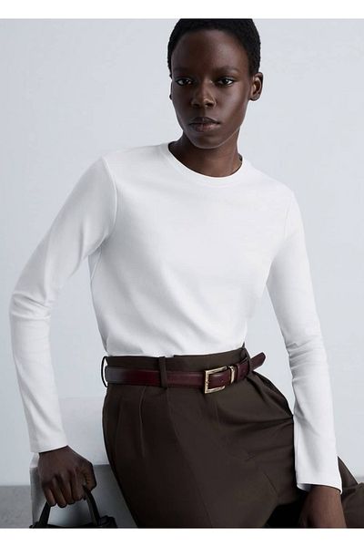 MANGO Woman Slim Round Neck T-Shirt