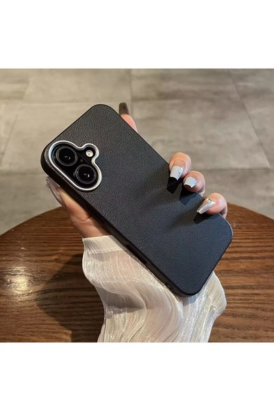 Go Aksesuar Iphone 16 Plus Uyumlu Estetik Dokulu Deri Görünümlü Esnek Silikon...