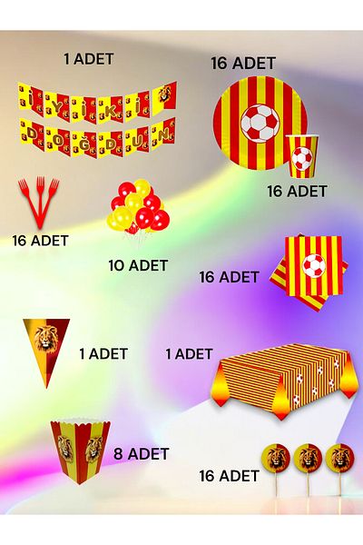 VibeHome Red Yellow Fan Ultra Luxury Set for 16 - Birthday Party and Fun Events