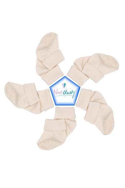 Novibaby 5-Piece Bamboo Newborn Baby Socks I Ecru Ecru Baby Girl Boy Socks