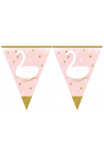 turkuaz parti KUĞU BAYRAK FLAMA SETİ 3m doğum günü pembe kuğu