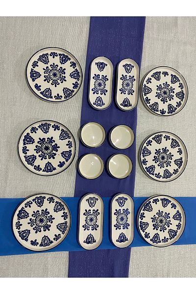 MTD SERAMİK Luxury Round Breakfast Set 14 Pieces 6 Persilk