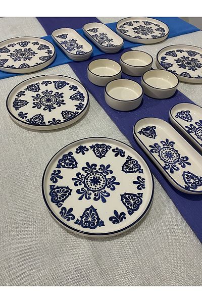MTD SERAMİK Luxury Round Breakfast Set 14 Pieces 6 Persilk