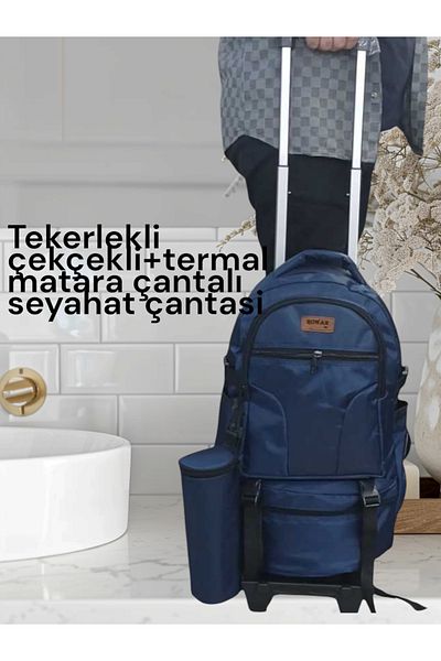 ROWAN ÇANTA Θερμικό μπουκάλι ρόδας 2 σταδίων με τσάντα, μπλε ναυτικό μέγεθος καμπίνας, φορητή τσάντα ταξιδιού