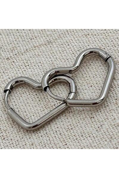juleeco Kalp Silver Çelik Küpe