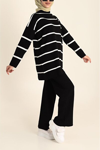 De Pose Σετ πλεκτών ενδυμάτων με ρίγες με χοντρό πλέγμα