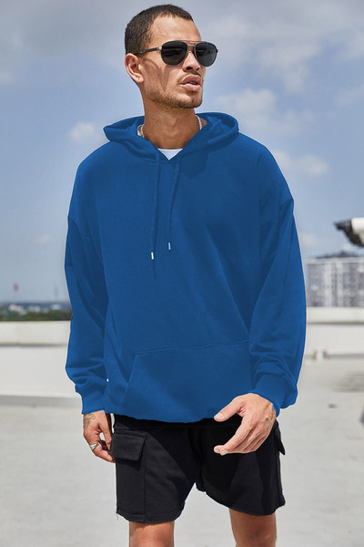 All in Men Hanorac unisex negru oversize cu glugă și buzunar cangur