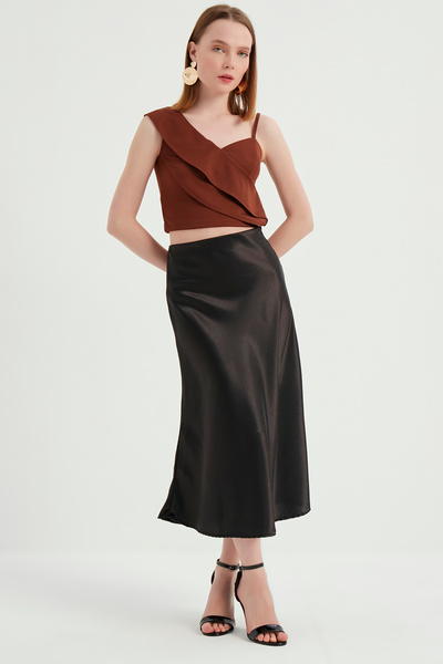 MEECY Сатенена черна пола