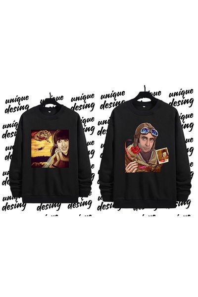 UNIQUE DESIGN Vecihi Patterned Sweatshirt - Couple Combination Set