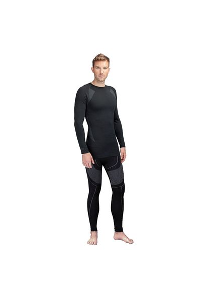 THERMOFORM Black Extreme Men's Seamless Thermal Long Sleeve Underwear Set