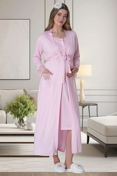 by İGP 4 Pieces Long Dressing Gown Nightwear Set for Pregnant and Maternity