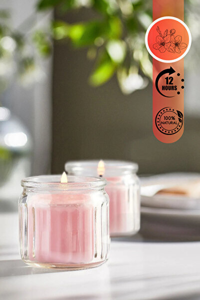 EA Home Concept LUGNARE Yasemin Kokulu Cam Kavanozda Mum 12 Saat Yanma Süresi