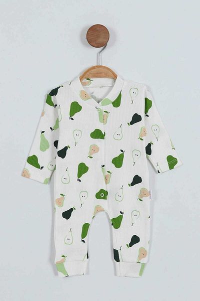 dinamik çocuk Pear Printed Corded Romper for Baby Boy - 100% Cotton, Stretchy, 1-3-6 Months