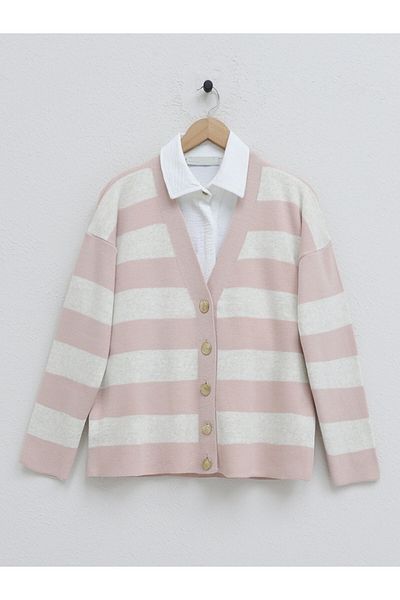 Modamorfo Rosafarbene, dick gestreifte Araboy-Strickjacke