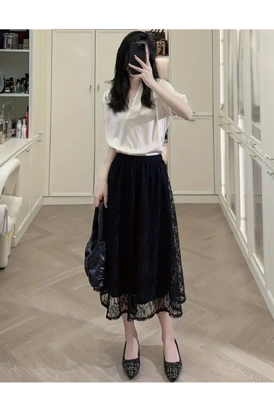 BENİMOLMALI Fusta căptușită Fusta din dantelă Fusta maxi Fusta lungă Fusta cu...