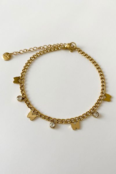 SilverStone Zircon Stone Butterfly Model Steel Bracelet