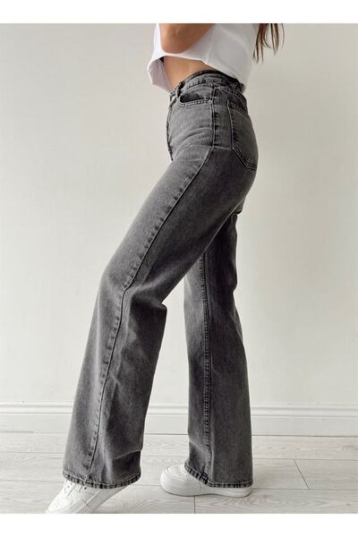 LİMABEL Alya Ikon Zlaté volné džínové kalhoty Smoked Snow Lycra Palazzo