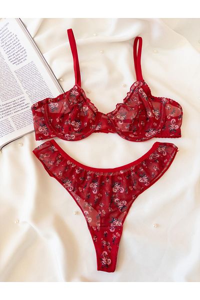 Lessya Patterned Tulle Bralet Set
