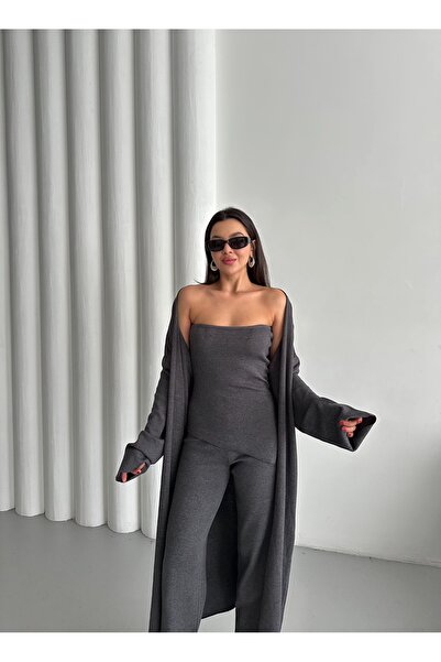 Laluvia Anthracite Valencia Triple Knitwear Set-00600