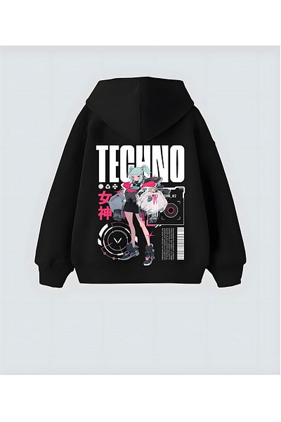 Aesthia Techno Girl Unisex Oversize Hooded Sweatshirt