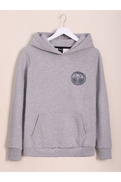 Modamorfo Kapuzen-Fleece-Sweatshirt mit Kängurutasche und Stickerei