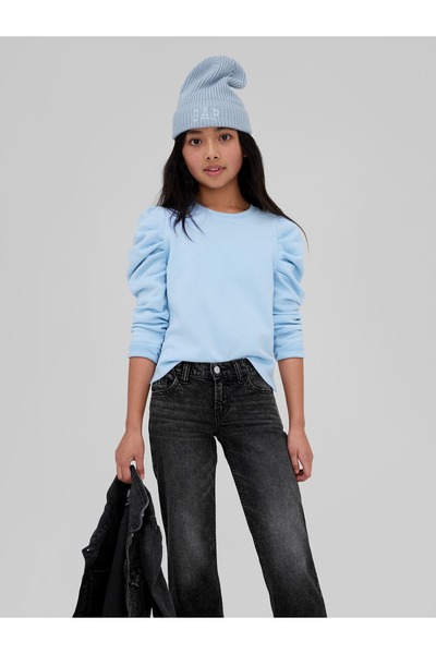 GAP Kız Çocuk Mavi Balon Kol Fleece Sweatshirt
