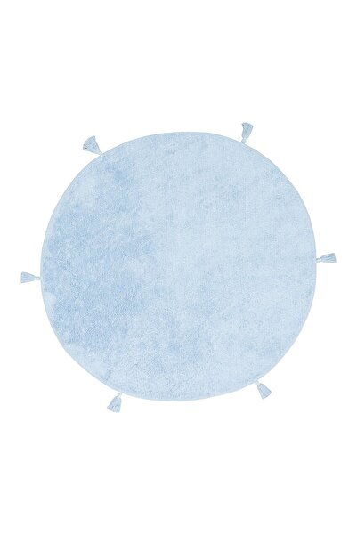 Eko Halı Cotton Boon Cbn Plaın Blue Q Yıkanabilir Kaymaz Tabanlı Naturel Pamu...