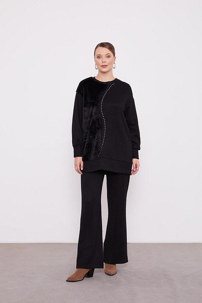 Levidor Plush Detailed Cashmere Double Pants Set