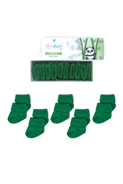 Novibaby عبوة من 5 جوارب للأطفال حديثي الولادة من الخيزران I Pine Green للفتي...