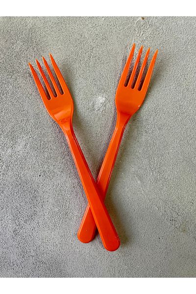 Meyofficial Orange Plastic Fork 10 Pieces