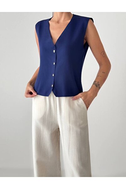 Melike Bakar Boutique Kadın Vücuda Oturan Dokuma Yelek